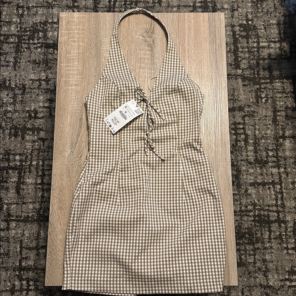 Zara gingham halter dress